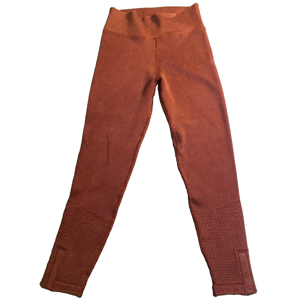 OFFLINE by Aerie Leggings Women Burnt Orange Excellent Ribbed Waffle Snap Size M
